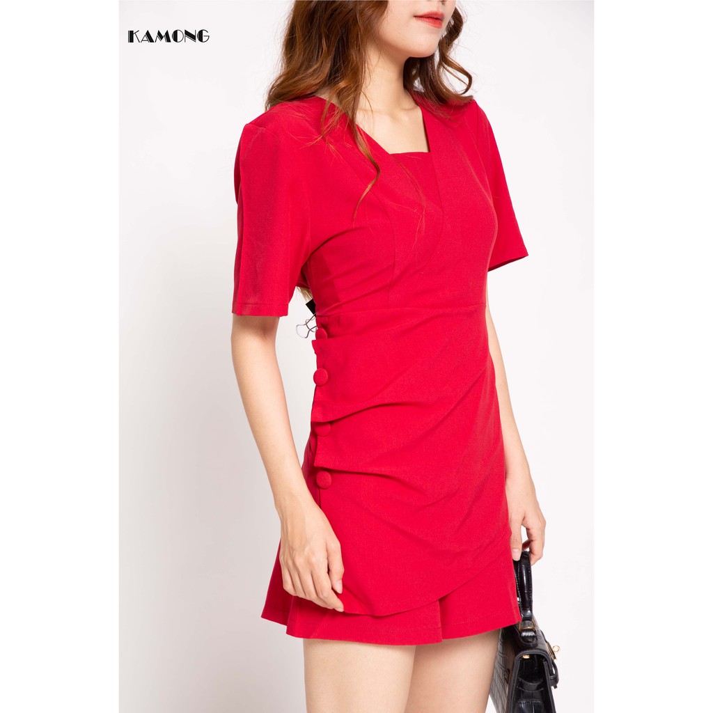 Jumpsuit Tà Chéo Đính Nút Kamong J004