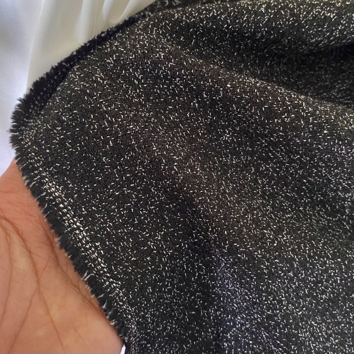 Vải dạ tweed đen chấm trắng khổ 1m5 - dày dặn, mềm, không giãn - may áo khoác, gile