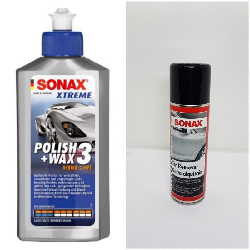 Combo Chai Xịt Tẩy Keo - Nhựa Đường SONAX(300ml)+Chai Xoá Xước Đánh Bóng Bảo Vệ Sơn SONAX(250ml)
