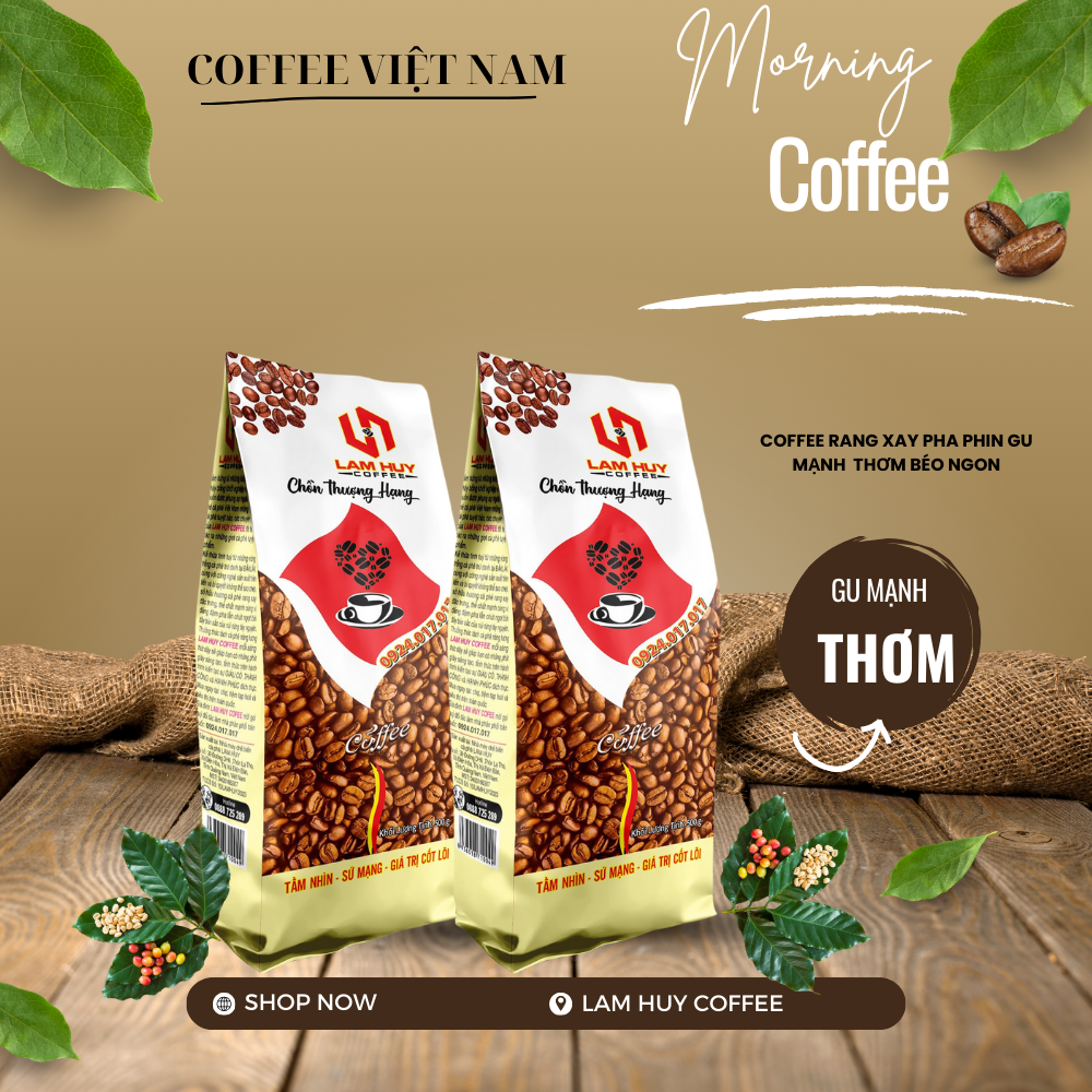 (1Kg) cà phê Lam Huy pha phin ngon đặc biệt uống bao ghiền