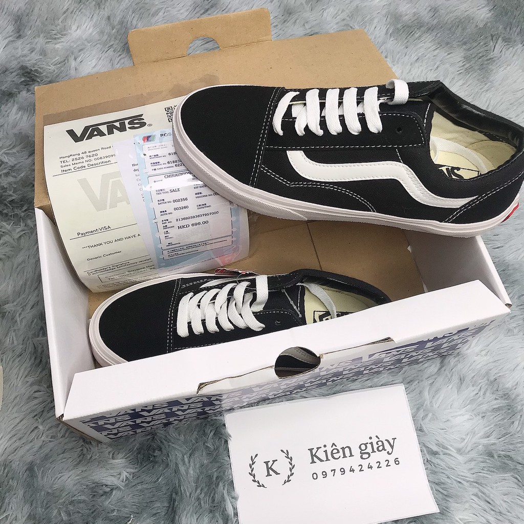 Giày Vans Old Skool đen da nỉ hàng cao cấp full box bill