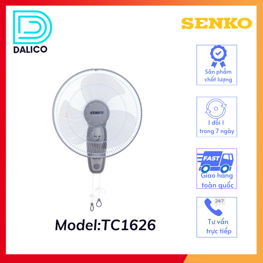 [HCM]Quạt treo 2 dây Senko mẫu mới TC1626 ( Giao màu ngẫu nhiên).