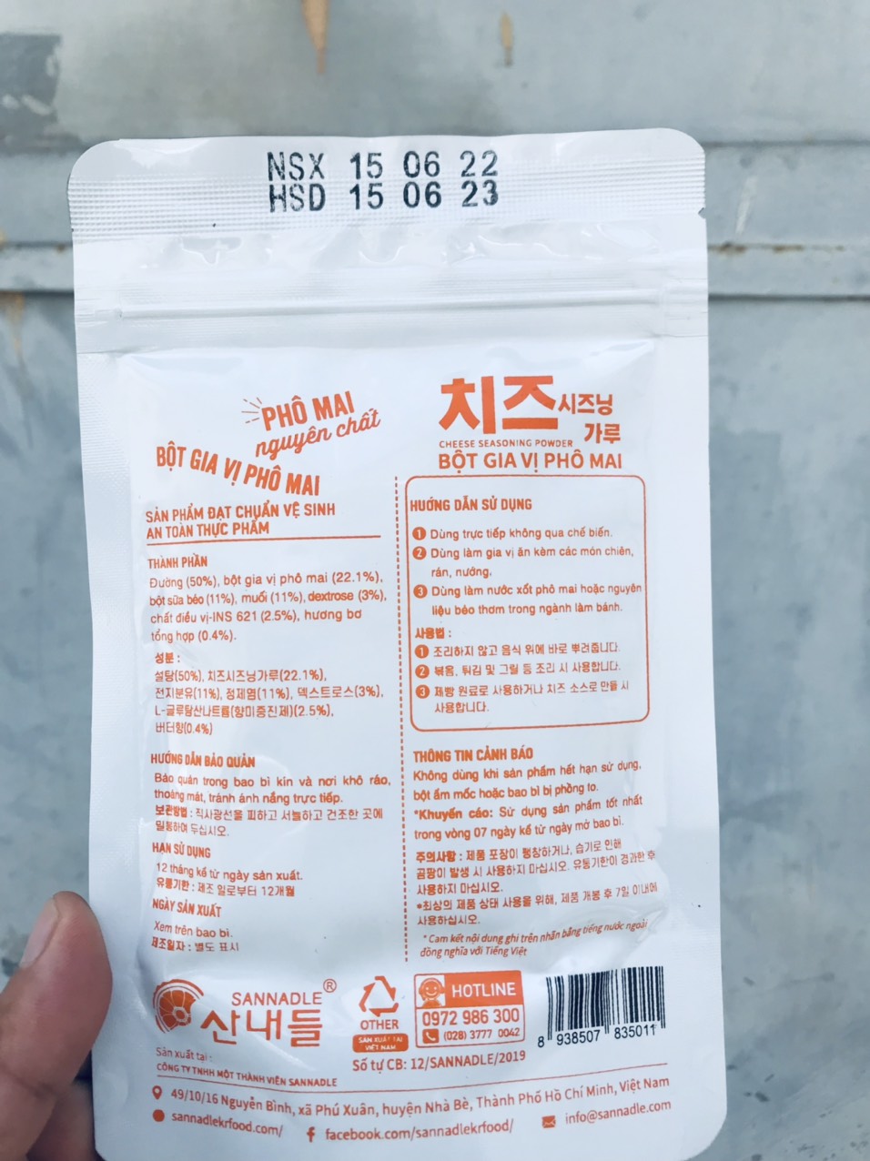 Bột phô mai lắc Sajang Hàn Quốc 100g