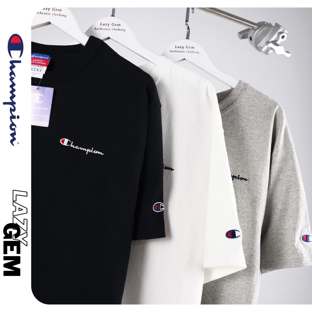 Ipfs / áo thun champion thêu logo heritage - authentic 100% được nhập trực tiếp từ mỹ!