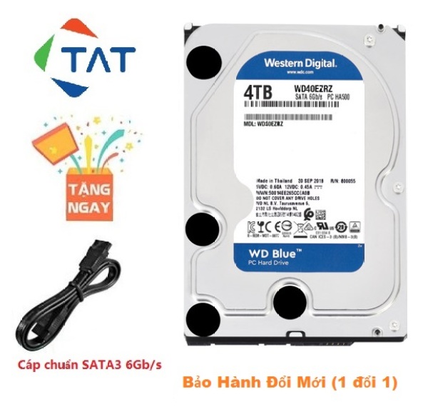 Bảng giá Ổ Cứng HDD Western Blue 4TB WD 3.5 inch SATA 6.0Gb/s Chính Hãng (BH 24 tháng 1 đổi 1) Phong Vũ