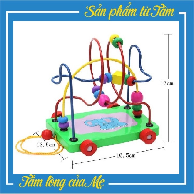 Xe Kéo Luồn Hạt Bằng Gỗ Giúp Bé Phát Triển Tư Duy - Loại To Chôm kids