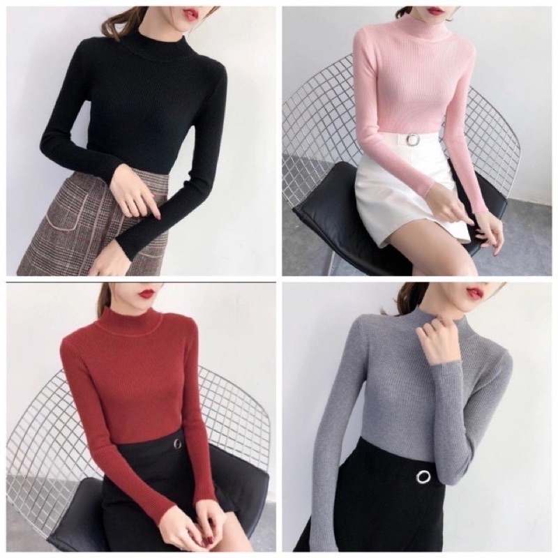 ÁO LEN NỮ CỔ BA PHÂN GIỮ NHIỆT -  co giãn chất đẹp siêu mềm mịn