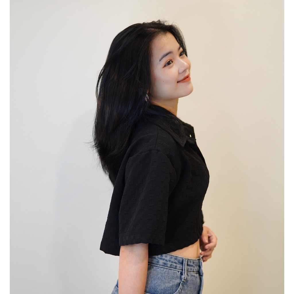 Áo crotop nữ - áo polo vải đũi xốp cao cấp Basic room
