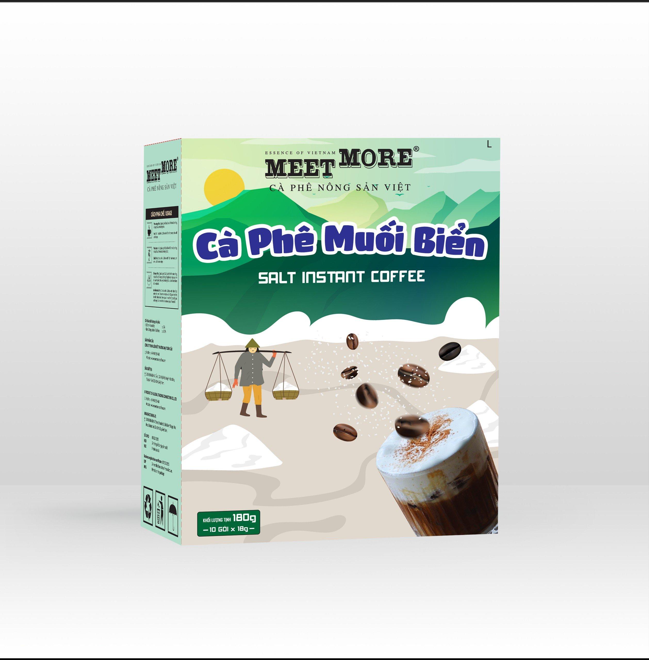 Hộp Cà Phê Hòa Tan Vị Muối Biển Meet More (10 Gói/ 18 Gram) - Cà phê nông sản Việt