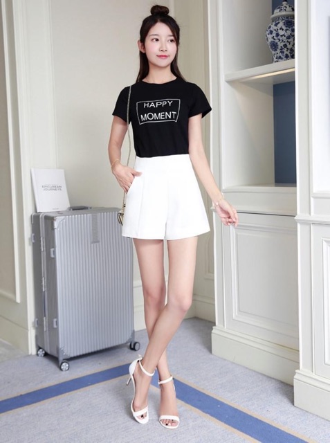 Quần short cạp cao Evelyn kiểu dáng basic siêu xinh