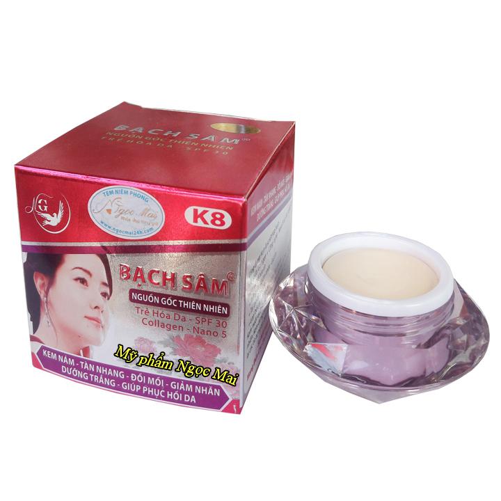 Bạch Sâm K8 - Kem Ngừa Nám, Mờ Tàn Nhang, Đồi Mồi, Giảm Nhăn, Dưỡng Trắng, Phục Hồi Da Bạch Sâm (25g) Chính Hãng