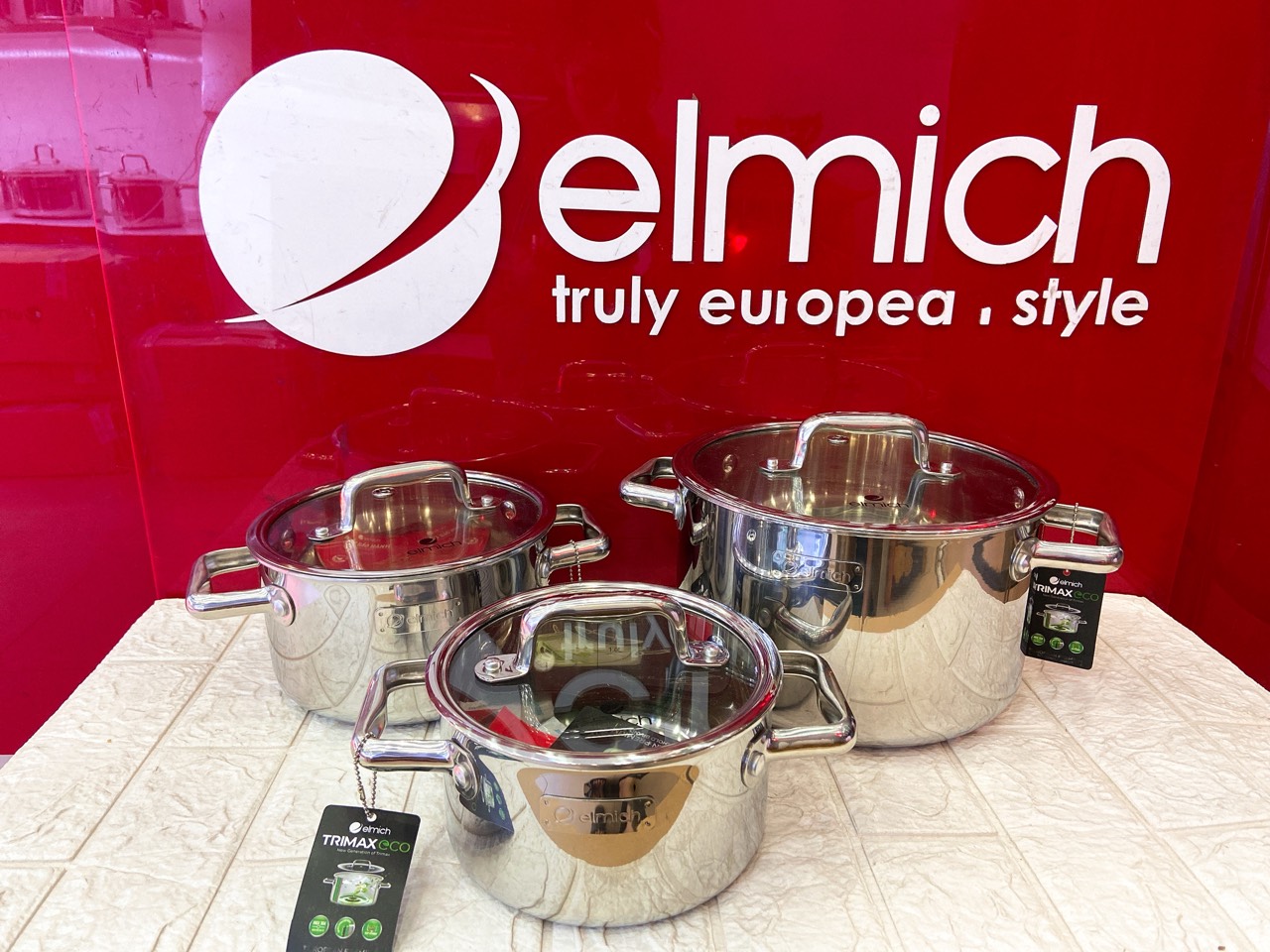 Bộ nồi inox liền khối Elmich Trimax ECO EL-8000 size 16, 18, 22cm