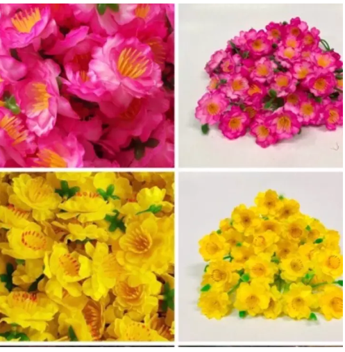 Hoa mai, Hoa đào giả 1kg 600 - 800 bông hoa trang trí ngày Tết