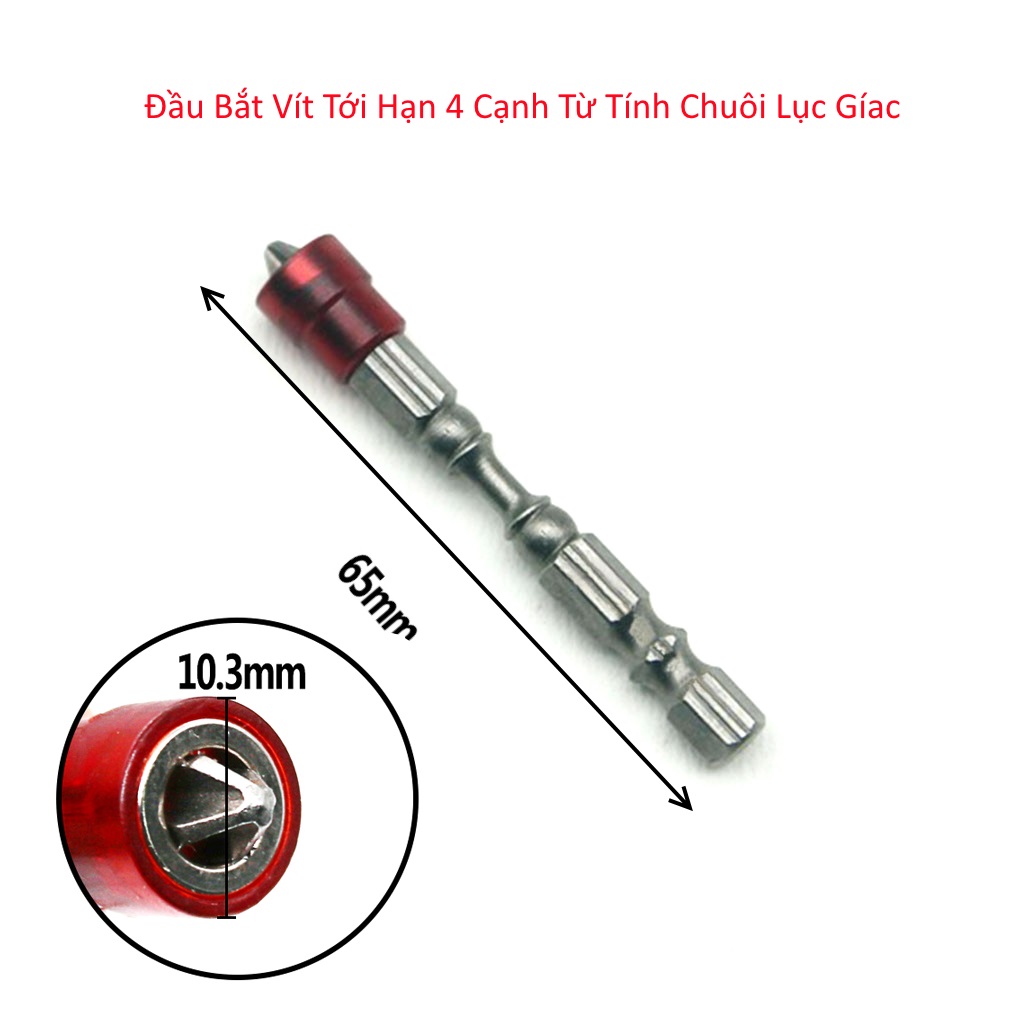 Đầu bắt vít tới hạn 4 cạnh từ tính chuôi lục gíac