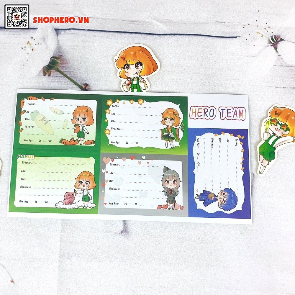 Sét 30 nhãn vở Hero Team