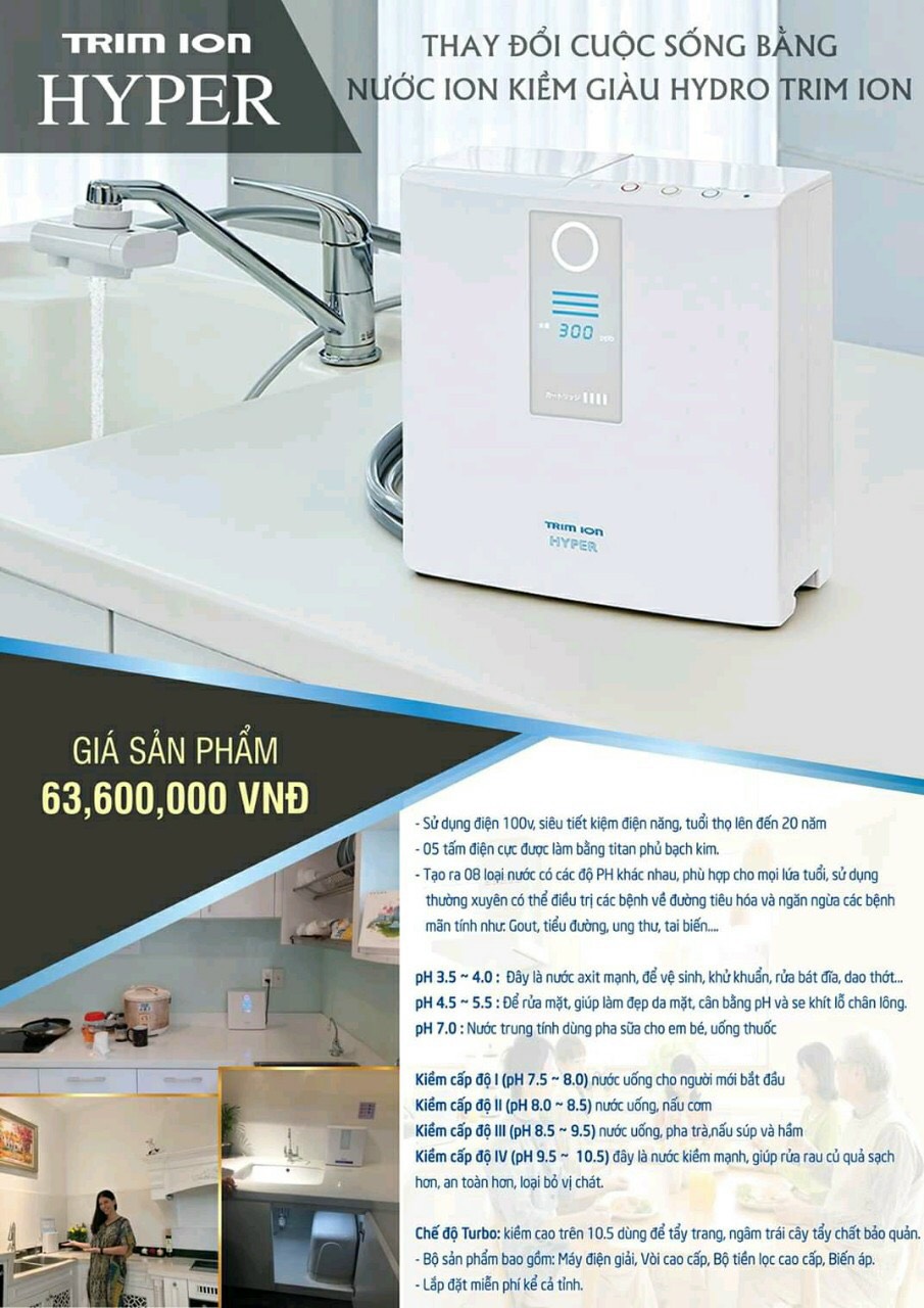 máy lọc nước ion kiềm nhật bản Trim ion Hyper