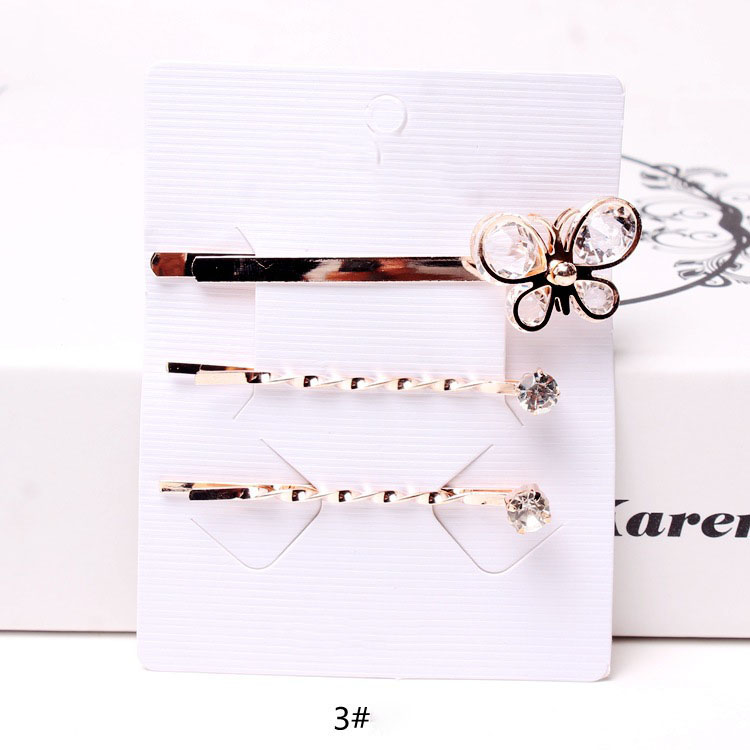 Kẹp tóc nữ (vỉ 3 kẹp) đính đá nhiều mẫu lấp lánh KT11