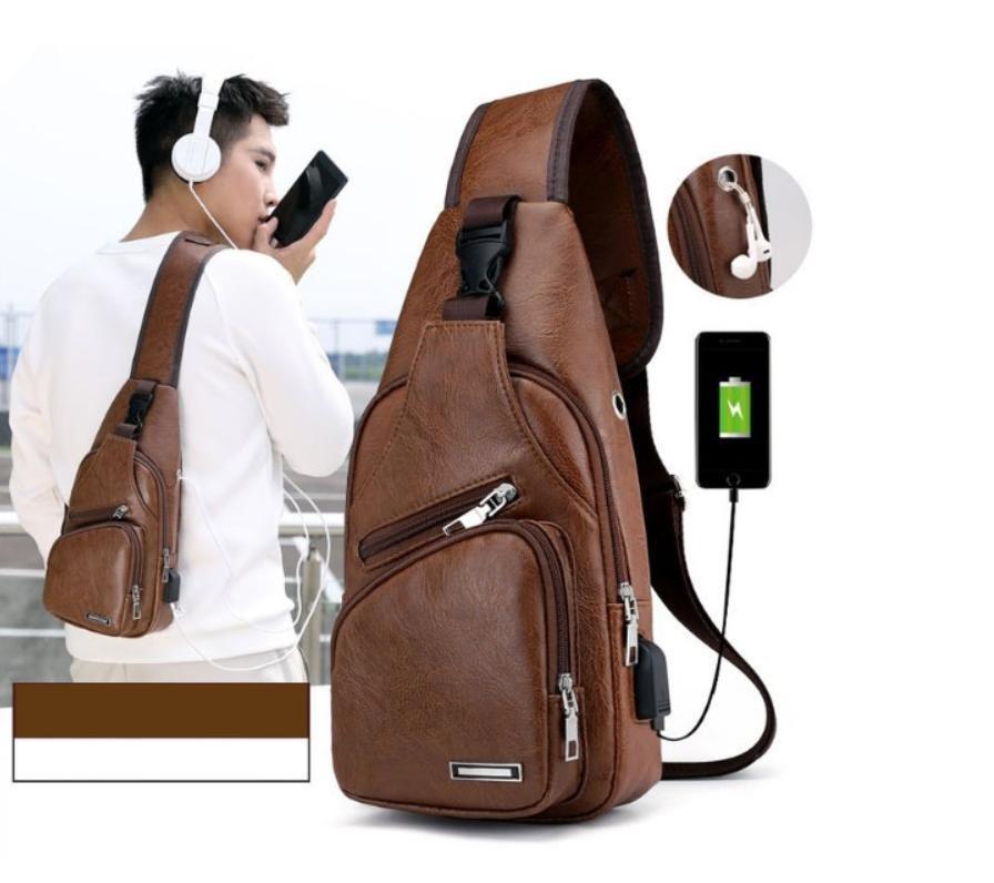 Combo Túi da đeo chéo DC194 Thắt Lưng da nam MG01 đen