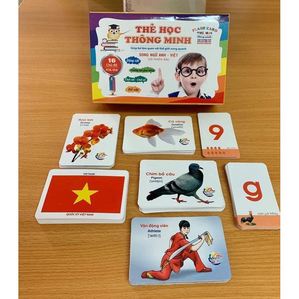 Bộ thẻ học thông minh 16 chỉ đề gồm 416 thẻ