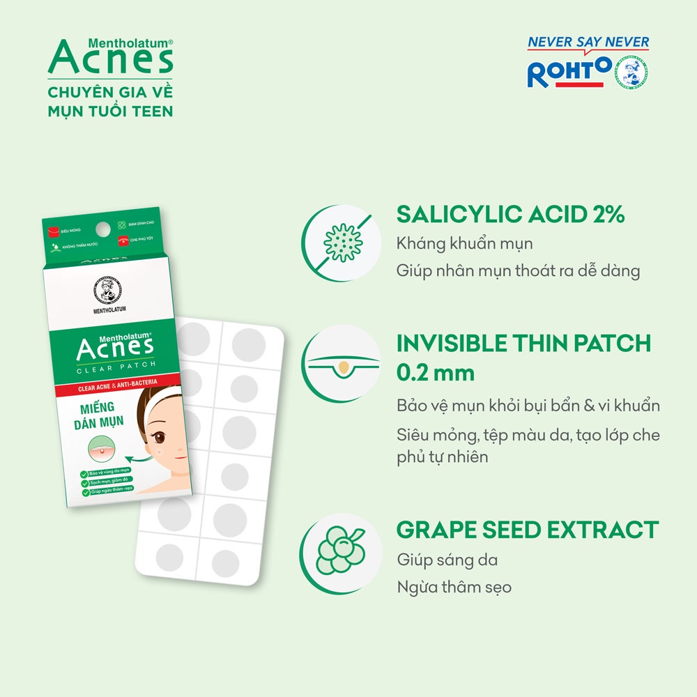 Hộp Miếng Dán Mụn Acnes Clear Patch 12 và 24 miếng