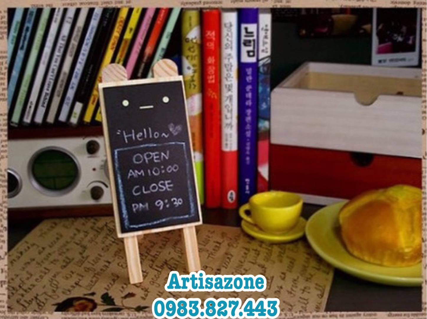 Bảng gỗ mini để bàn (kích thước: 7cm x 17cm) - 01 chiếc