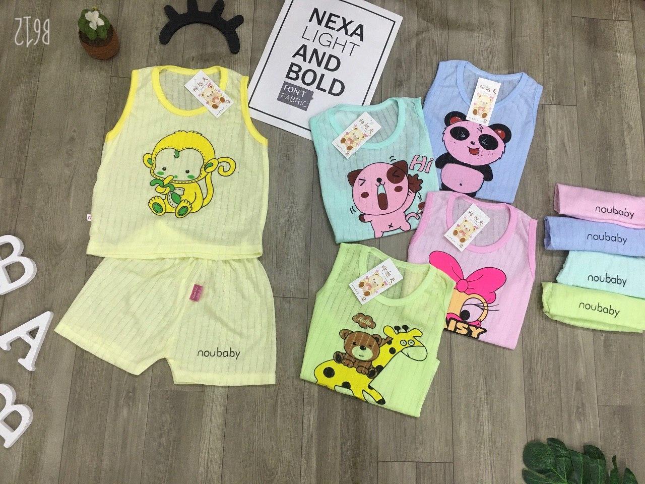 | video | combo 5 bộ noubaby ba lỗ bé trai gái - set bộ ba lỗ cho bé size 4-15kg
