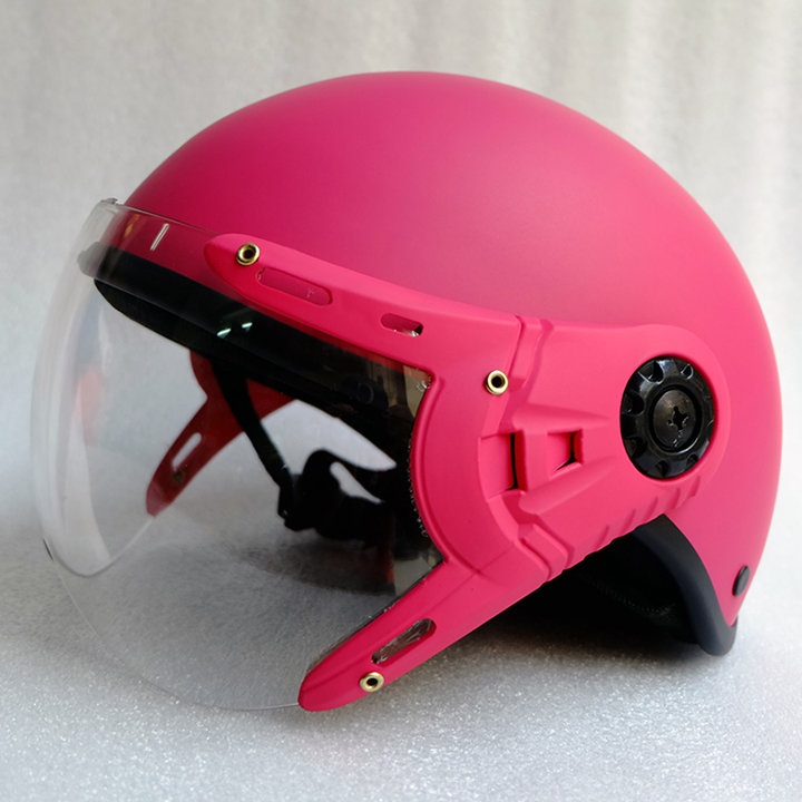 MŨ BẢO HIỂM 1/2 ĐẦU KÍNH CÀNGSƠN TRƠN MÀU HỒNG-NÓN BẢO HIỂM NỮA ĐẦU-AN TOÀN ĐẠT CHUẨN