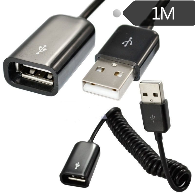 Màu trắng đen kiểu co giãn usb dây nối dài nam và nữ kiểu lò xo usb2.0 dây nối nam chuyển usb dây lò xo