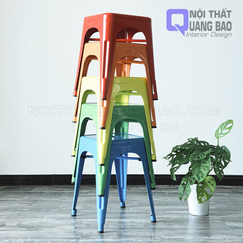 (HCM)Ghế Tolix Sắt Sơn Tỉnh Điện Có Lưng Tựa (QB-GTL04)