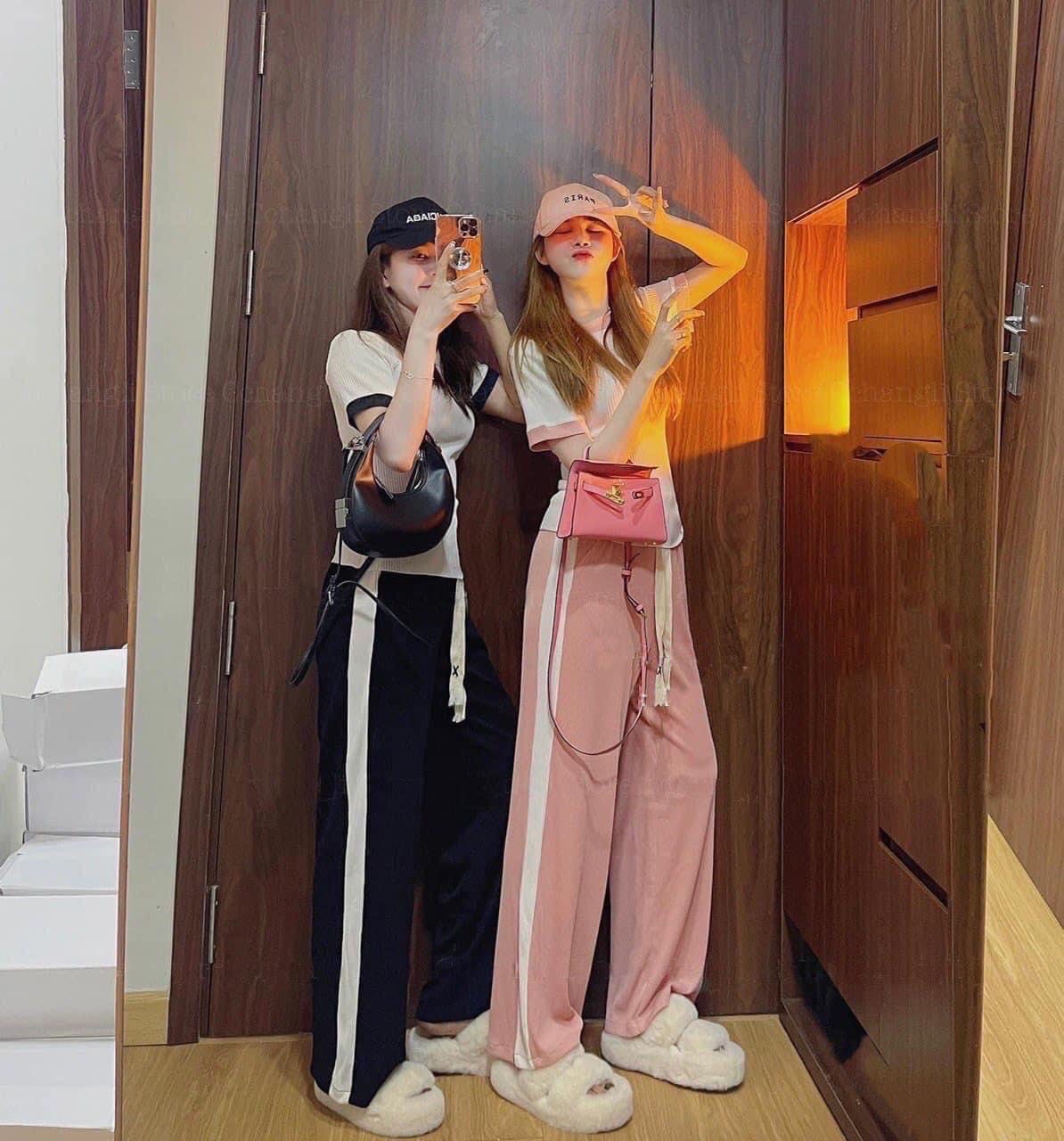 SET BỘ TRƠN THUN TĂM SIÊU HOT TREND QUẦN DÀI 100CM ỐNG RỘNG 27CM MỚI TINH CO GIÃN CỰC TỐT 2 SIZE 45-65KG