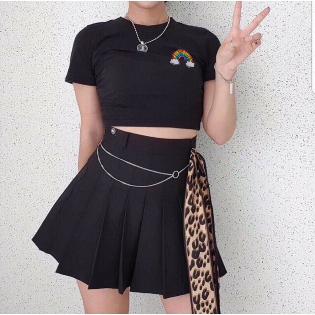 Áo croptop Thêu Cầu vồng