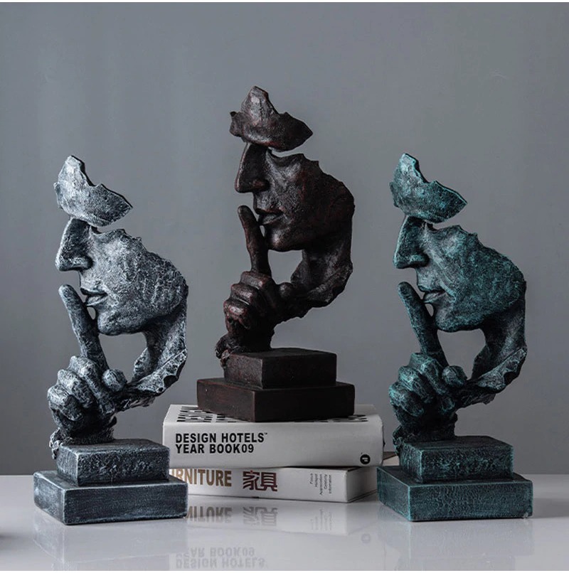 ☘️Tượng Decor IM LẶNG LÀ VÀNG