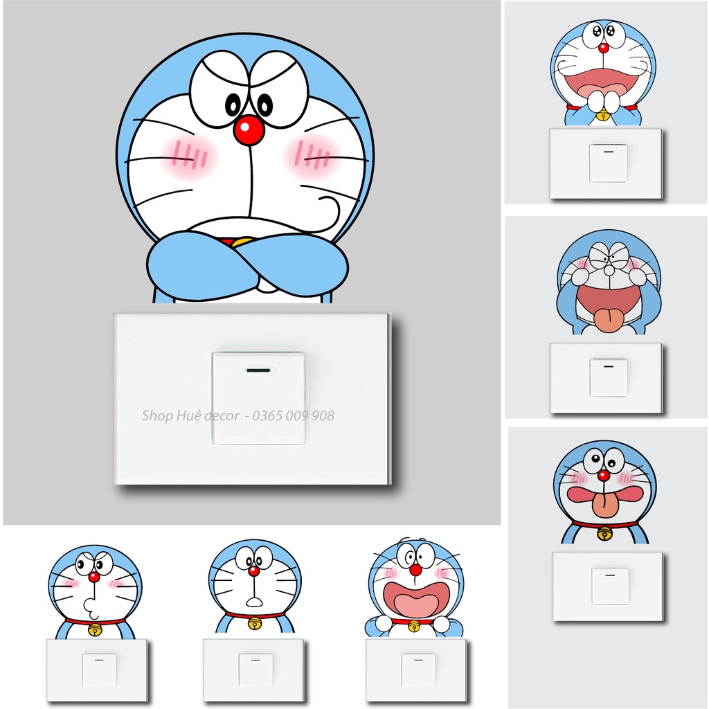 Decal dán ổ điện, sticker trang trí Doraemon dễ thương
