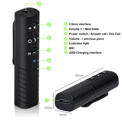 Thiết bị Bluetooth xe hơi có đầu thu âm thanh - Car bluetooth Music Receiver