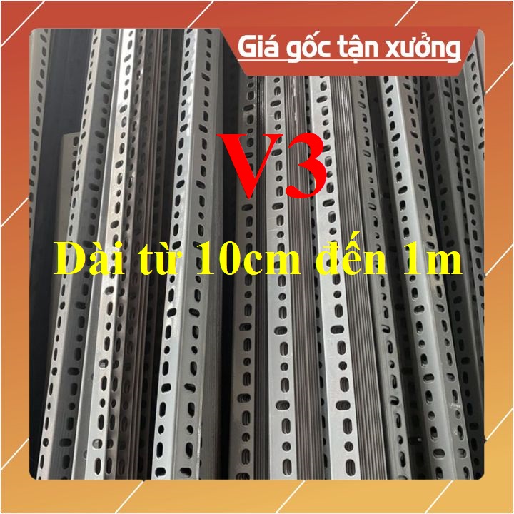 Cây sắt v lỗ lắp kệ đa năng - cây dài từ 10cm đến 1m