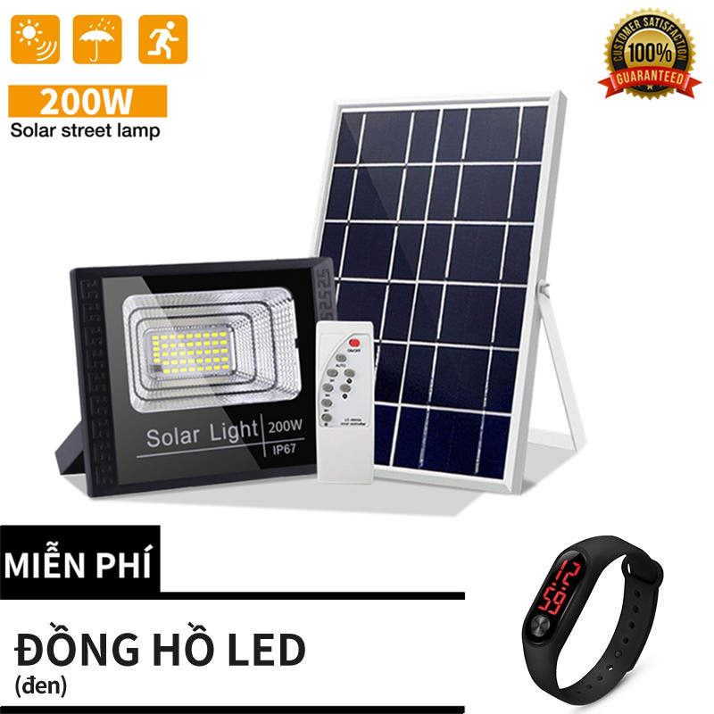 Thương hiệu 200W Đèn năng lượng mặt trời ngoài trời Chống thấm nước Đèn đường IP67 có điều khiển từ xa