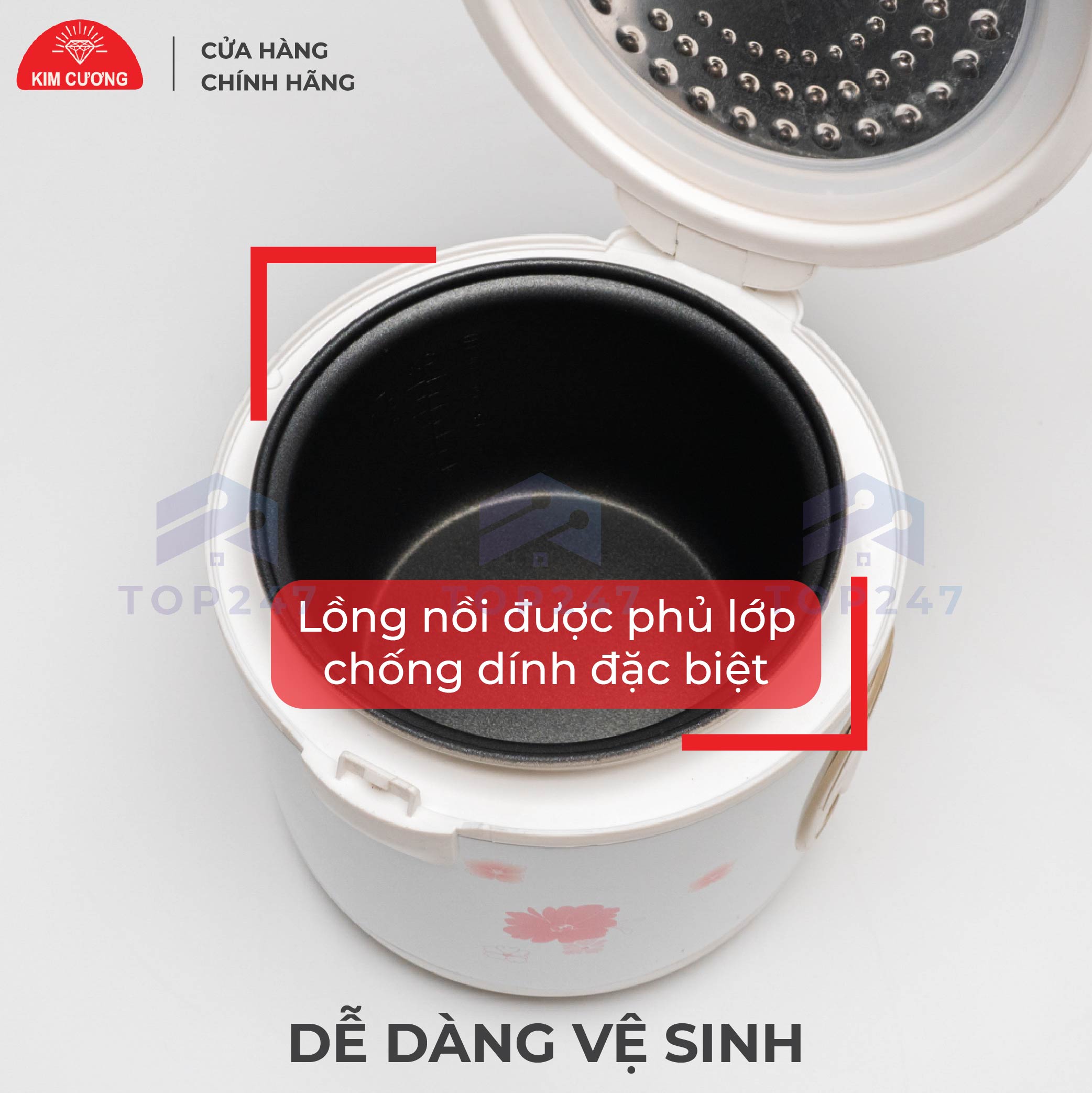 Nồi Cơm Điện Kim Cương - Nắp Gài 1.0 Lít [Chính Hãng] [Có bảo hành]