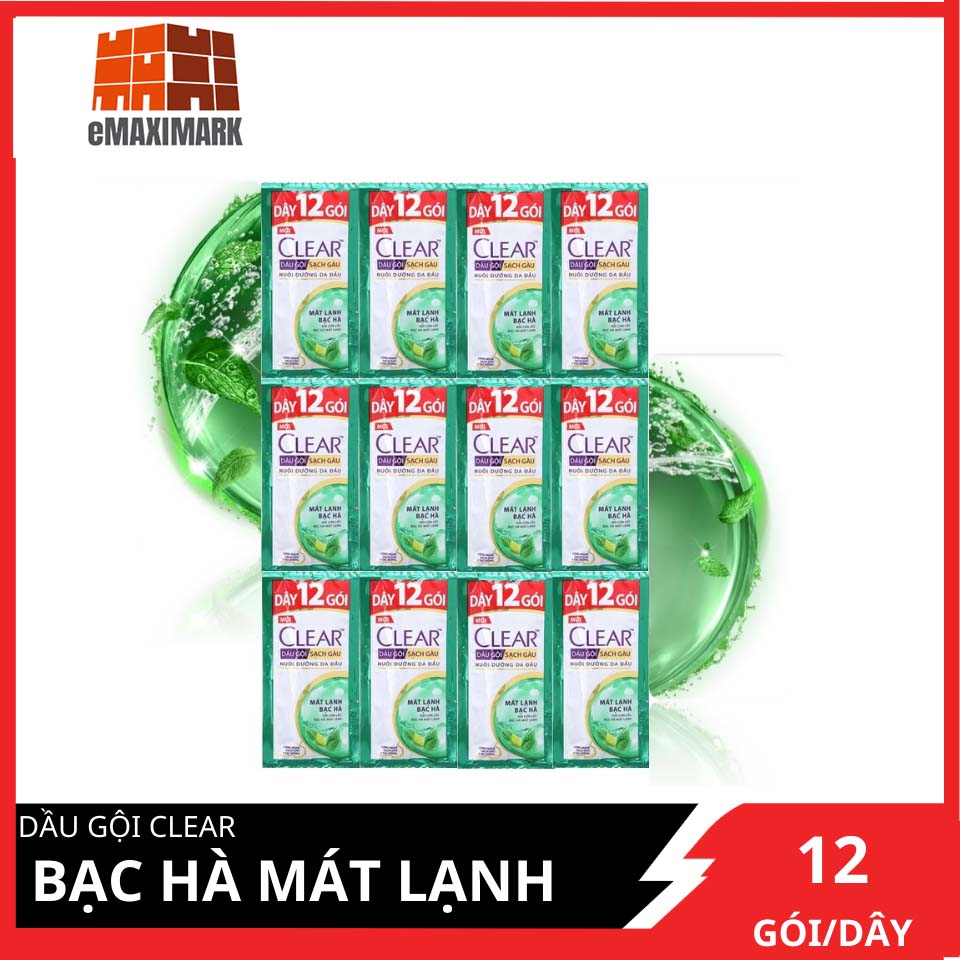[HCM ship 2h] Dầu Gội Clear Bạc Hà Dây 10 Gói (6G/Gói)