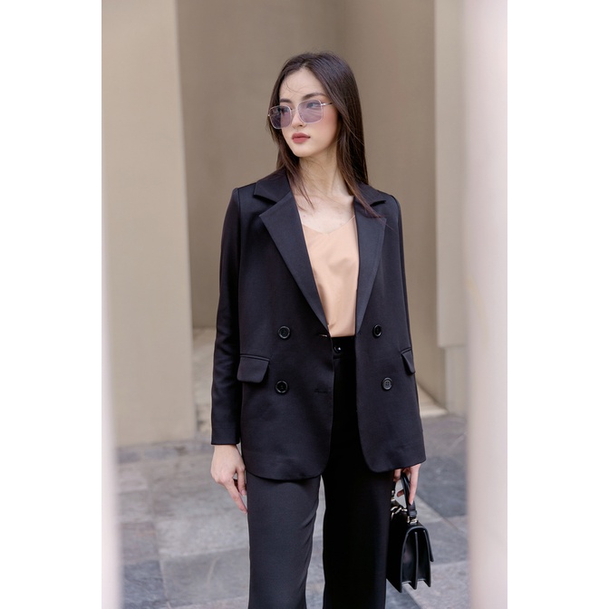 Maiimer - Blazer đen phom suông Stella