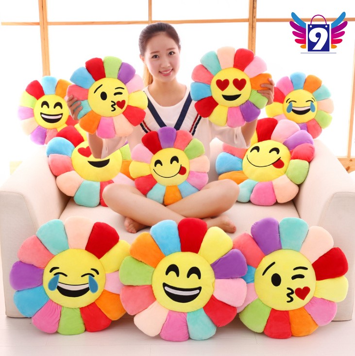 Gối vải bông hình hoa mặt trời văn phòng, tựa lưng cute 36cm máu sắc rực rỡ, an toàn cho trẻ em