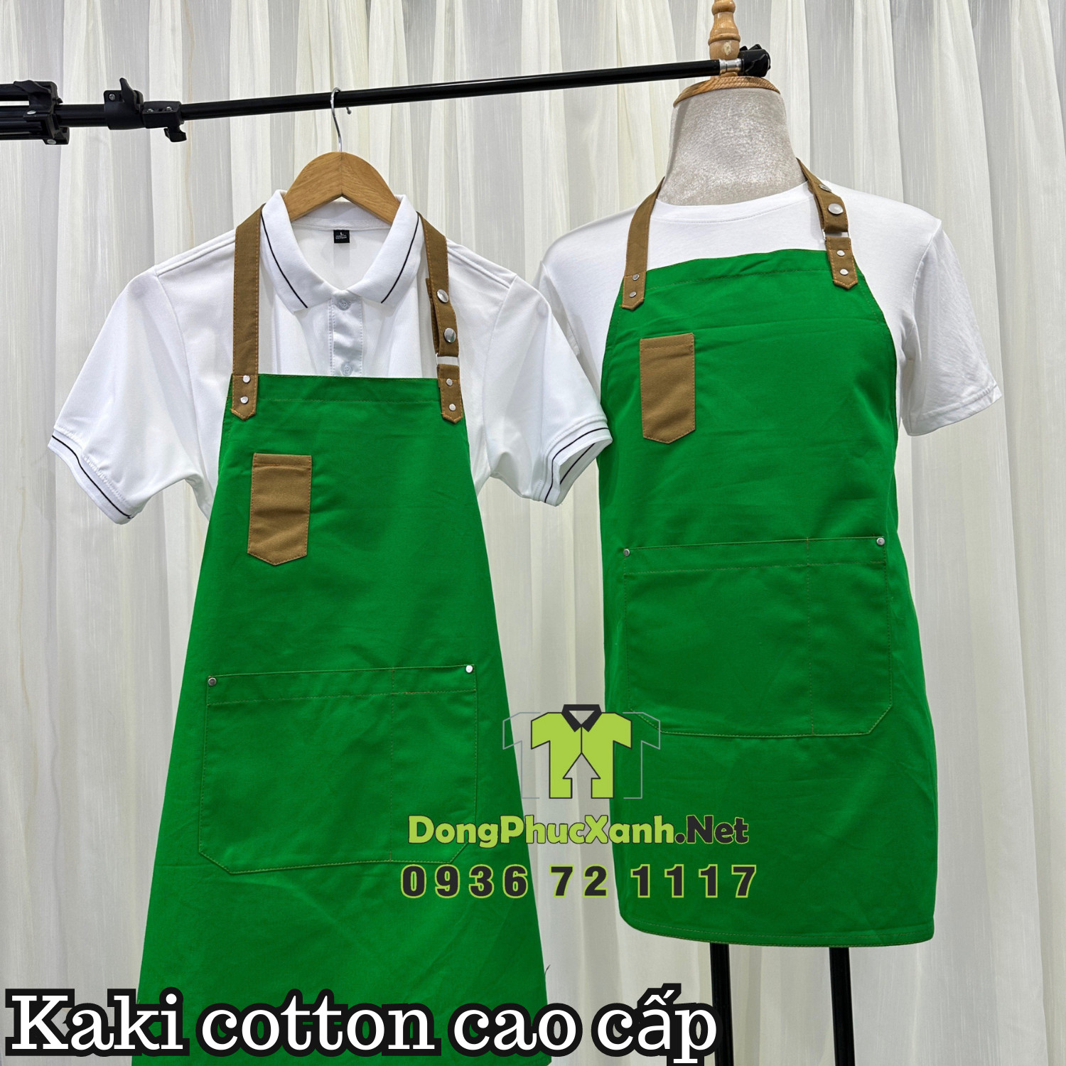 Tạp Dề Trơn Màu Xanh Cho Phục Vụ