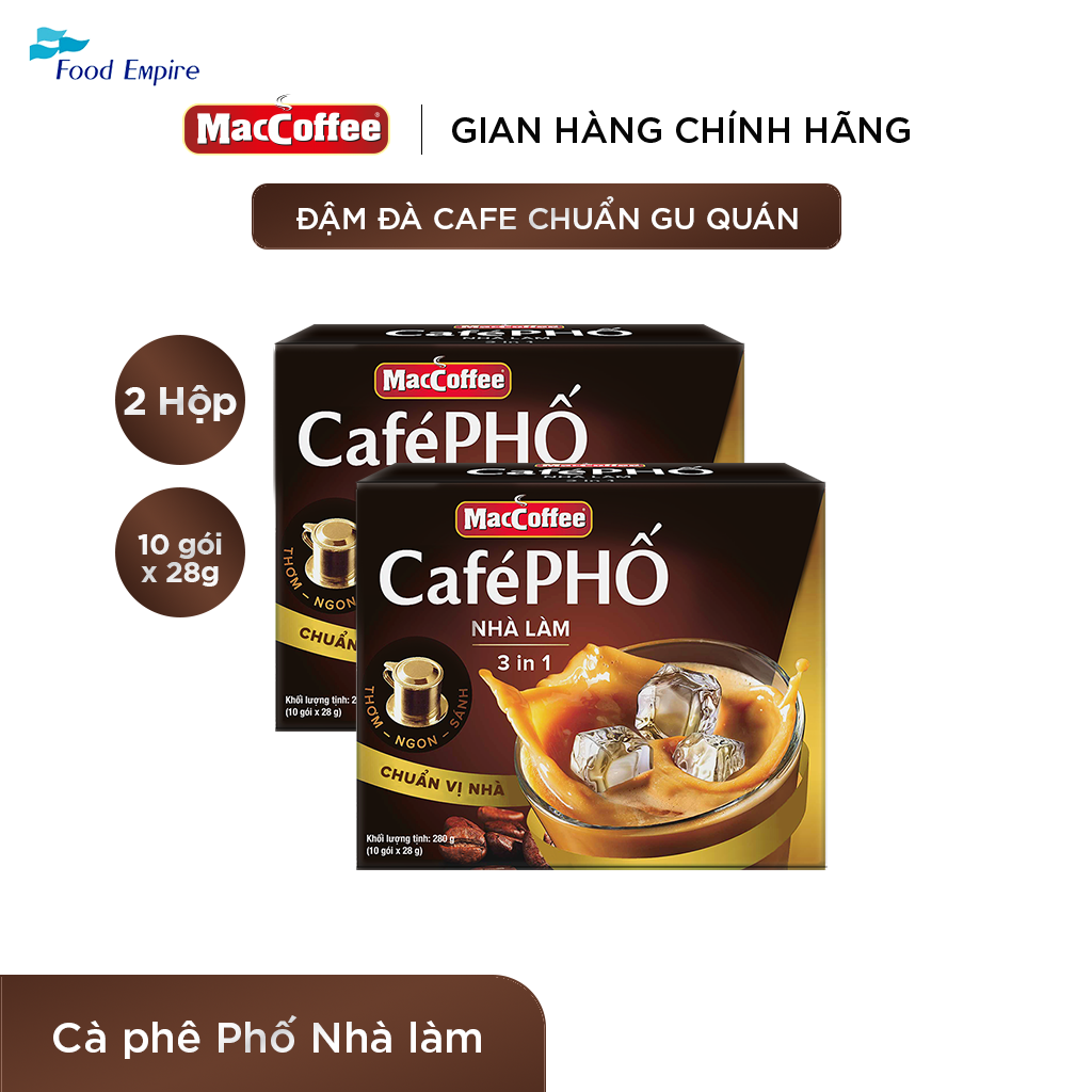Combo 2 hộp Cà phê Phố Nhà làm - MacCoffee (hộp 10 gói x 28g)
