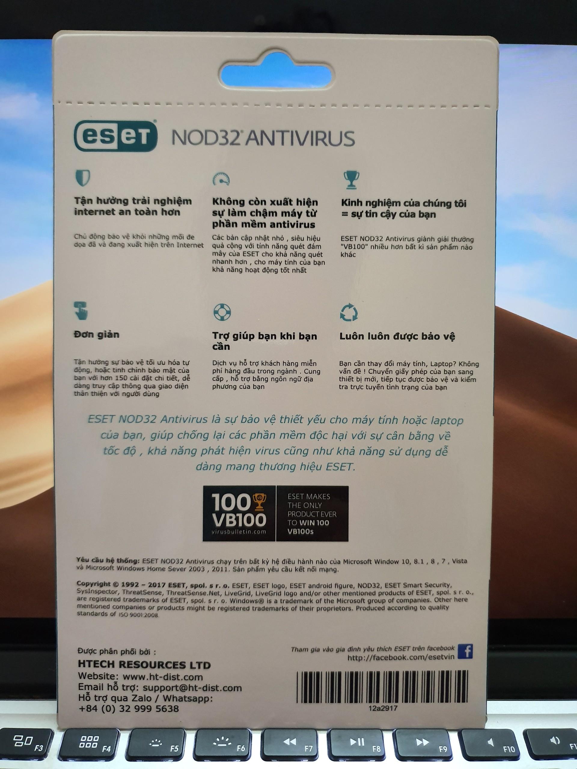 Phần mềm diệt virus ESET NOD32 1PC 1 năm