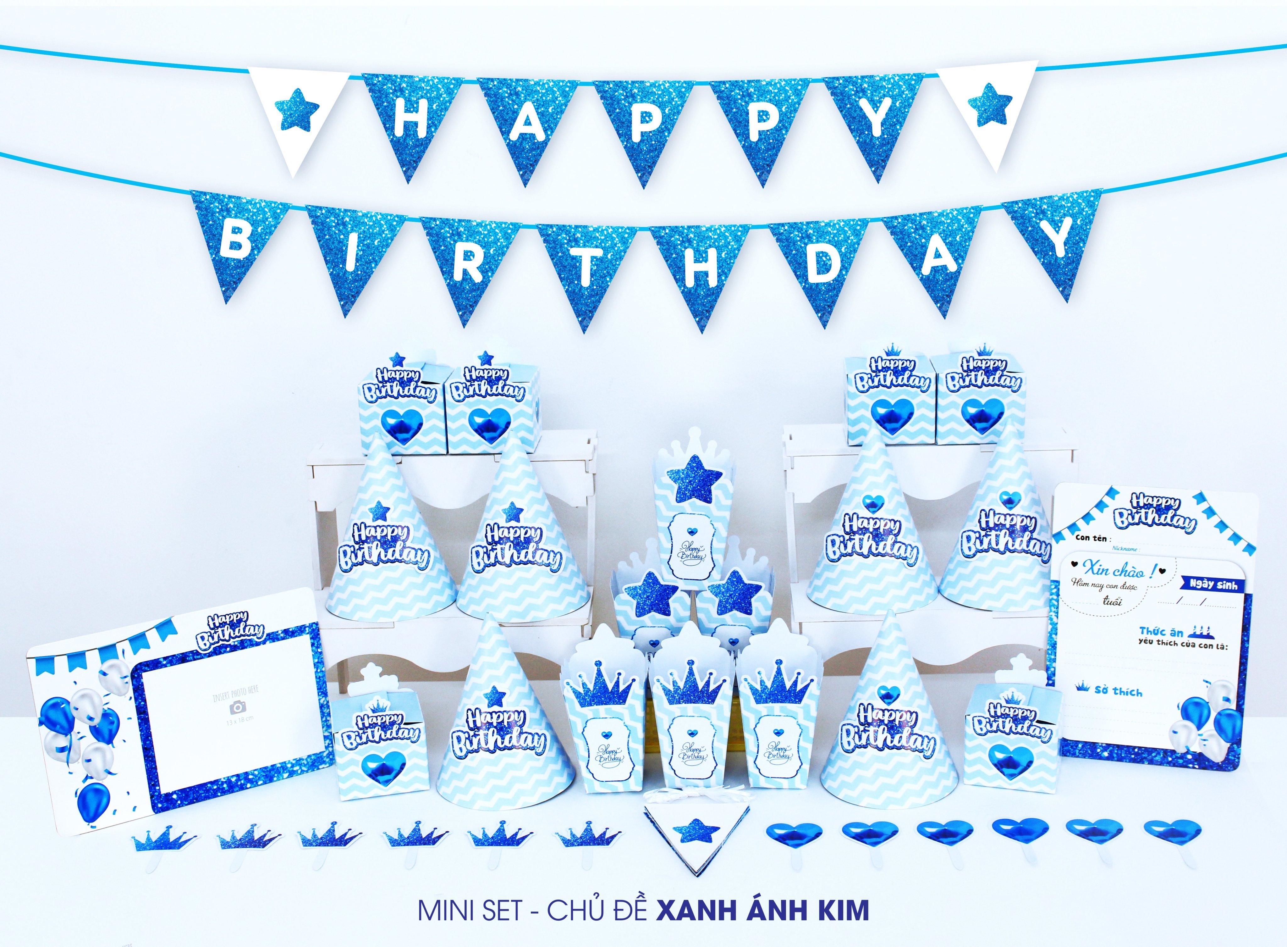Set mega trang trí sinh nhật để bàn chủ đề