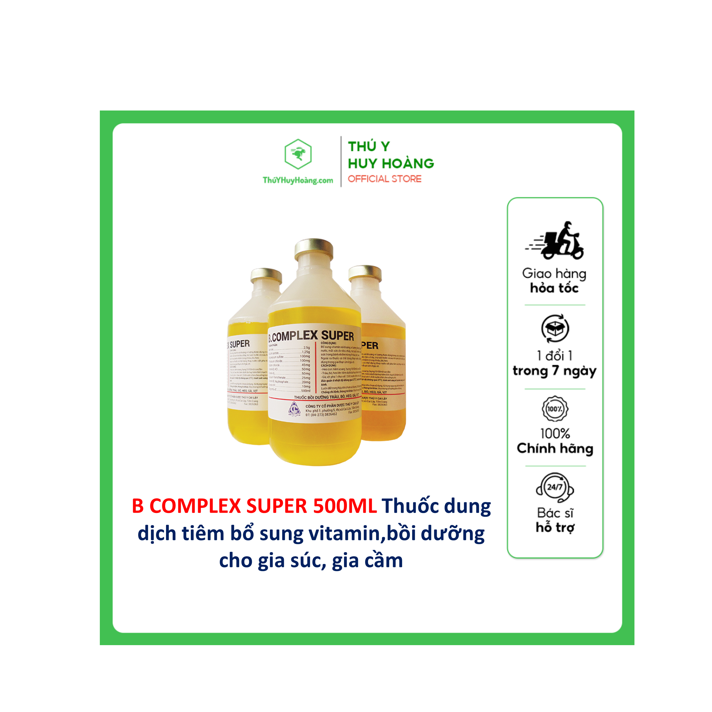 B complex super chai 500ml bổ sung vitamin b complex cho gia súc, gia cầm