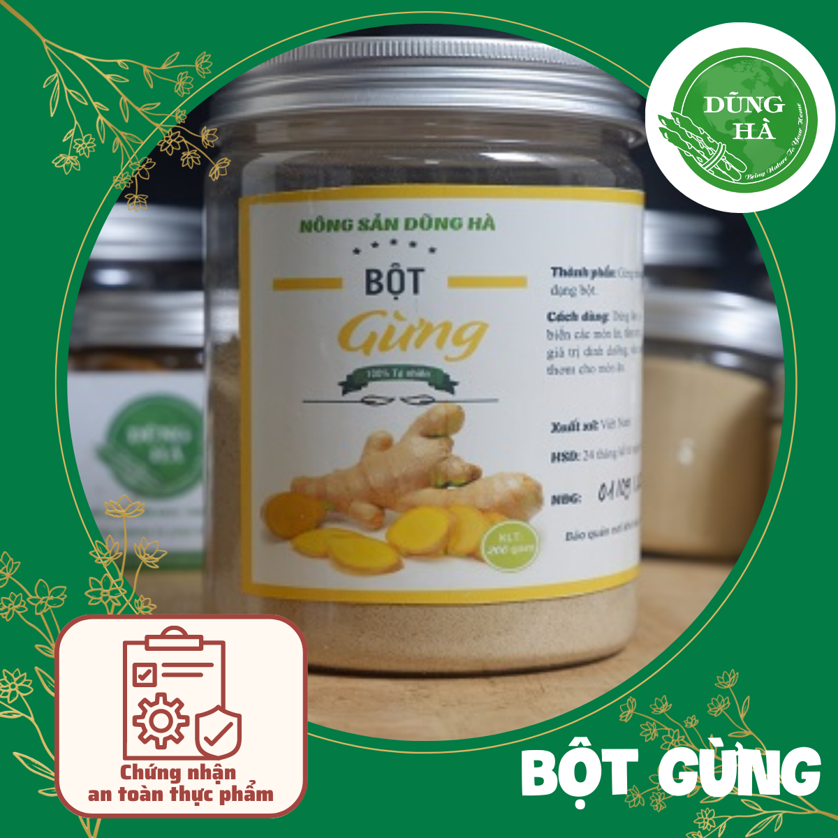 Bột gừng khô nguyên chất làm gia vị và bánh