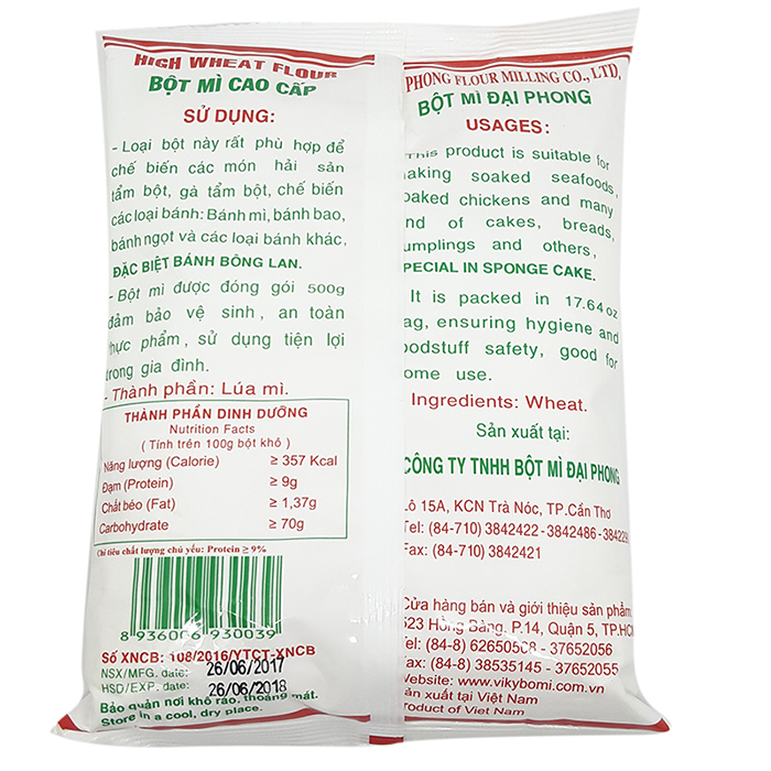 Bột Mì Đa Dụng Táo Đỏ Đại Phong 500g