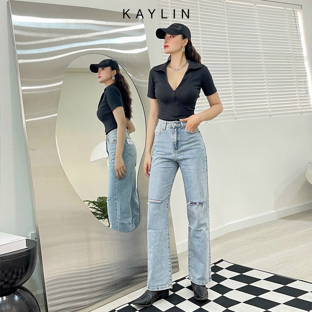 Áo thun nữ gân Croptop Freesize ôm Body kiểu tay lỡ có cổ KAYLIN- N1651