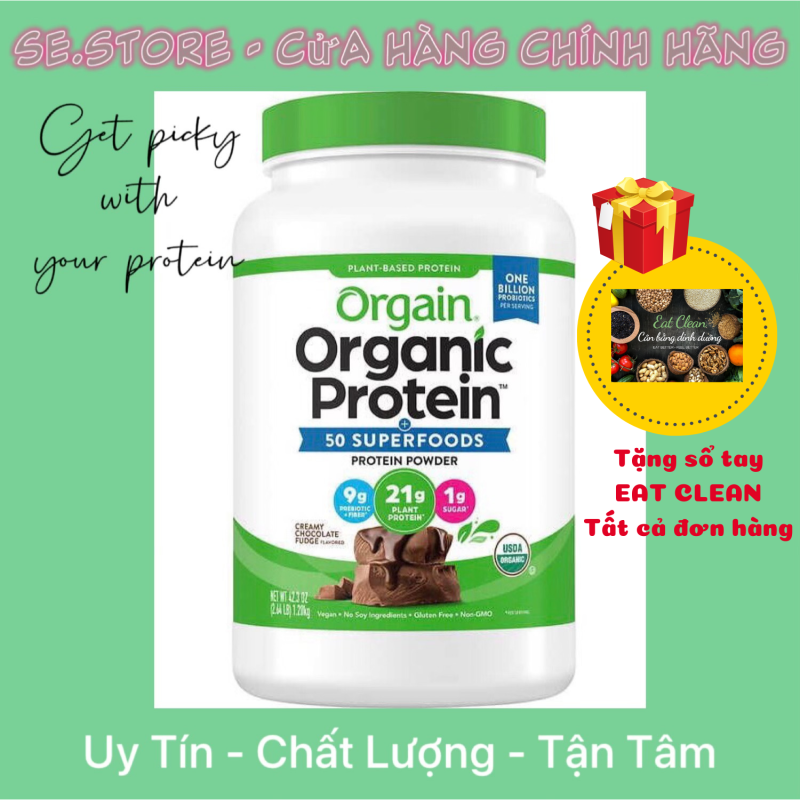 [HÀNG AIR 2021-DATE 2023] Orgain Organic Protein Powder mùi Chocolate 1.20kg - Protein Thực vật Thuần Chay nhập khẩu