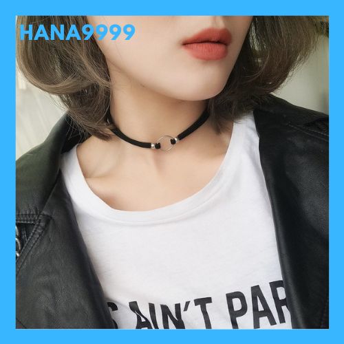 [HCM] necklace female choker velvet applique round dial simple attached video